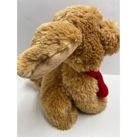 Chrisha Playful Plush Tan Stuffed Dog With Red Heart "I Love You" pre owned - Picture 5 of 10